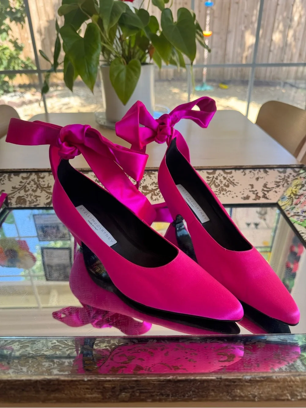 Stella McCartney Pink Satin Ankle Wrap Pumps Size 36.5 - Missing one strap